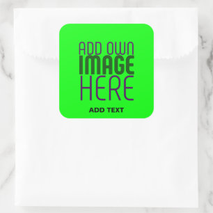 MODERNES EDITABLE NEON GREEN IMAGE TEXT TEMPLATE B QUADRATISCHER AUFKLEBER