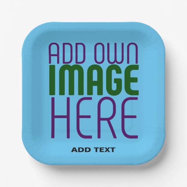 MODERNES EDITABLE SWAG SKY BLAUE BILD TEMPLATE PAPPTELLER (Vorderseite)