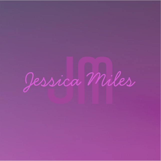 Modernes Editierbares Mit Monogramm Text & Lila Om Aufkleber (Vorderseite)