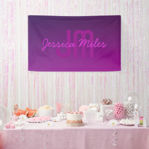 Modernes Editierbares Mit Monogramm Text & Lila Om Banner