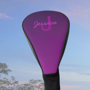Modernes Editierbares Mit Monogramm Text & Lila Om Golf Headcover