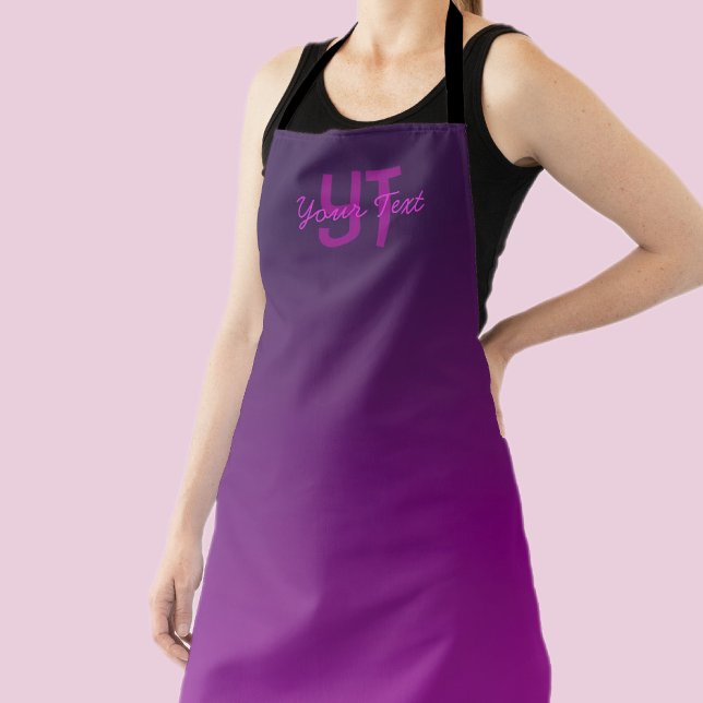 Modernes Editierbares Mit Monogramm Text & Lila Om Schürze (Von Creator hochgeladen)
