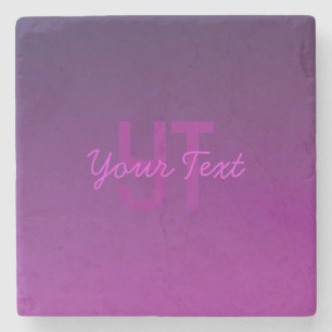 Modernes Editierbares Mit Monogramm Text & Lila Om Steinuntersetzer