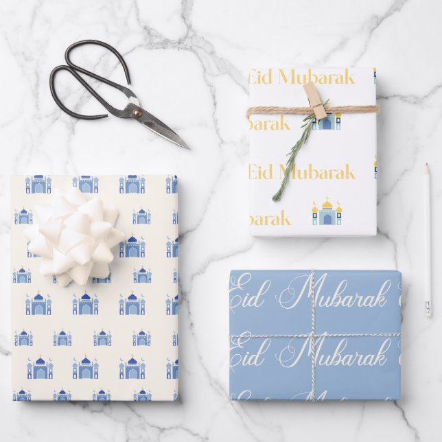 Modernes Eid Mubarak Geschenkpapier (Vorderseite)