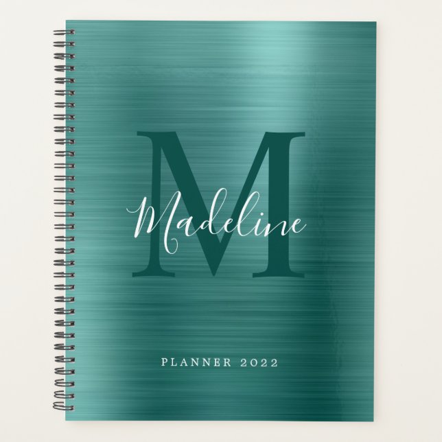 Modernes, einfach gebürstetes Metallic-Aquamarines Planer (Vorderseite)