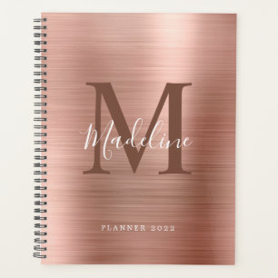 Modernes, einfach gebürstetes Metallic-Rose-Gold M Planer