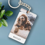 Modernes Einfach-Hund-Foto Schlüsselanhänger<br><div class="desc">Dieser bezaubernde Schlüsselanhänger zeigt eines Ihrer Lieblingstiere mit dem unten abgeschriebenen Tiernamen in einem modernen,  einfachen Schwarz. Der perfekte Sake für Hundebesitzer!</div>