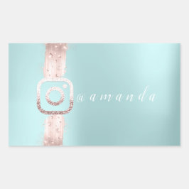 Modernes, einfach Makeup Aqua Instagra Logo Rechteckiger Aufkleber