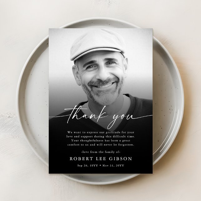 Modernes Einfaches Beileid Beerdigung Foto Dankeskarte (Von Creator hochgeladen)