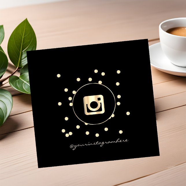 Modernes, einfaches Berufliches Dots-Gold-Instagra Quadratische Visitenkarte (Von Creator hochgeladen)