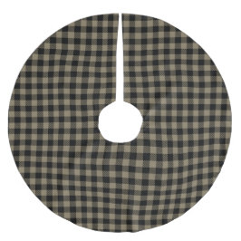 Modernes, einfaches Black Beige Buffalo Kariert Polyester Weihnachtsbaumdecke