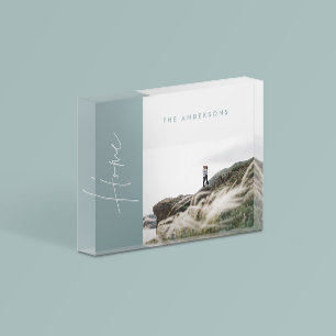 modernes, einfaches, blaues Zuhause-Foto-Familieng Fotoblock