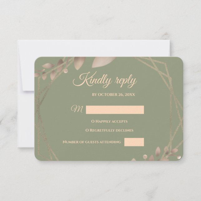 Modernes, einfaches botanisches, elegantes Salbei- RSVP Karte (Vorderseite)