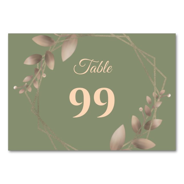 Modernes, einfaches botanisches, elegantes Salbei- Tischnummer (Vorderseite)