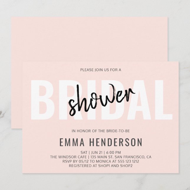 Modernes einfaches Brautparty Einladung (Vorne/Hinten)