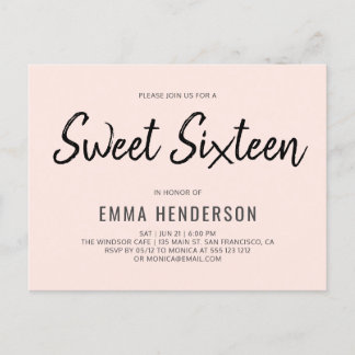 Modernes, einfaches Brush 16 . Geburtstag Einladungspostkarte