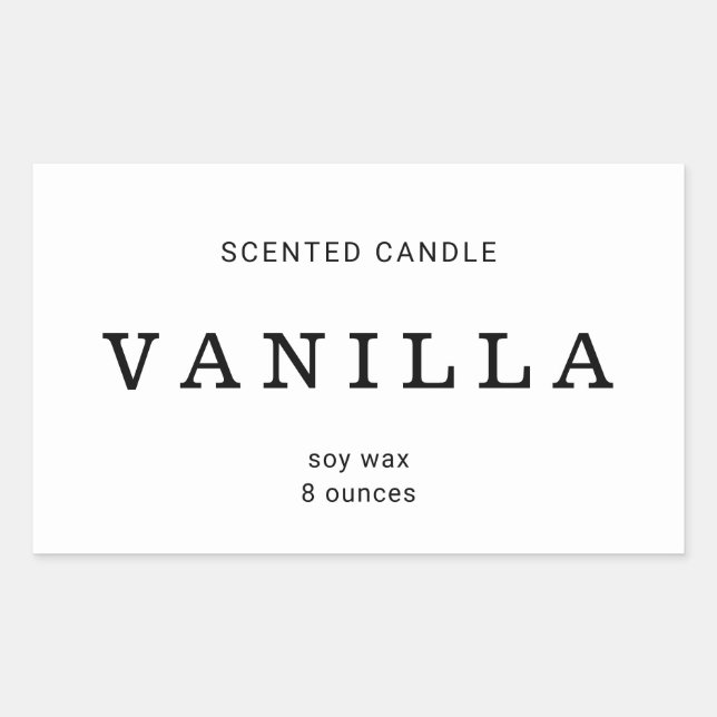 Modernes, einfaches Candle Label Rechteckiger Aufkleber (Vorderseite)