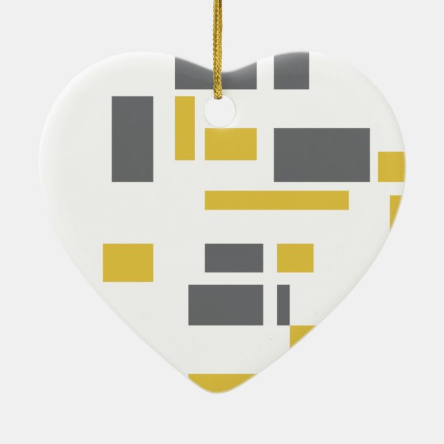 Modernes, einfaches, cooles geometrisch-gelbes Gra Keramik Ornament (Hinten)