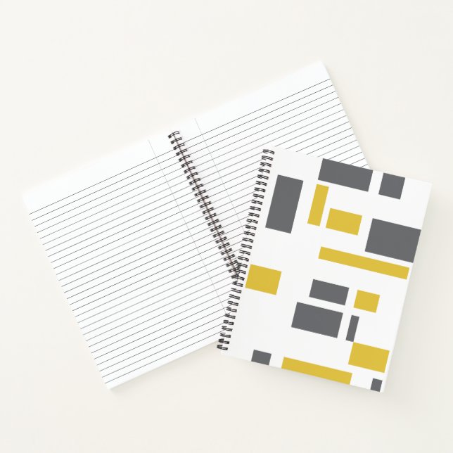 Modernes, einfaches, cooles geometrisch-gelbes Gra Notizbuch (Innenseite)