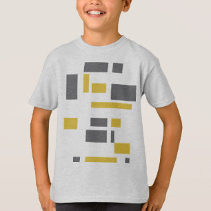 Modernes, einfaches, cooles geometrisch-gelbes Gra T-Shirt