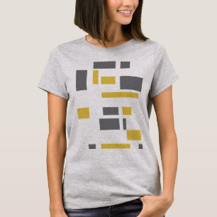 Modernes, einfaches, cooles geometrisches gelbgrau T-Shirt