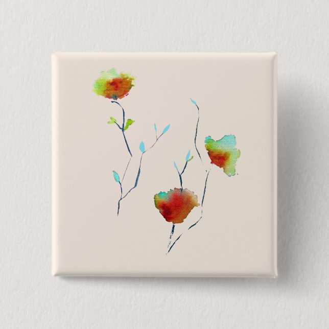 Modernes, einfaches Design abstrakter Blume Button (Vorderseite)