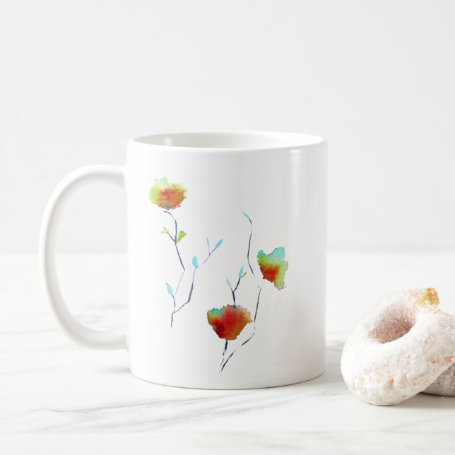 Modernes, einfaches Design abstrakter Blume Kaffeetasse (Mit Donut)