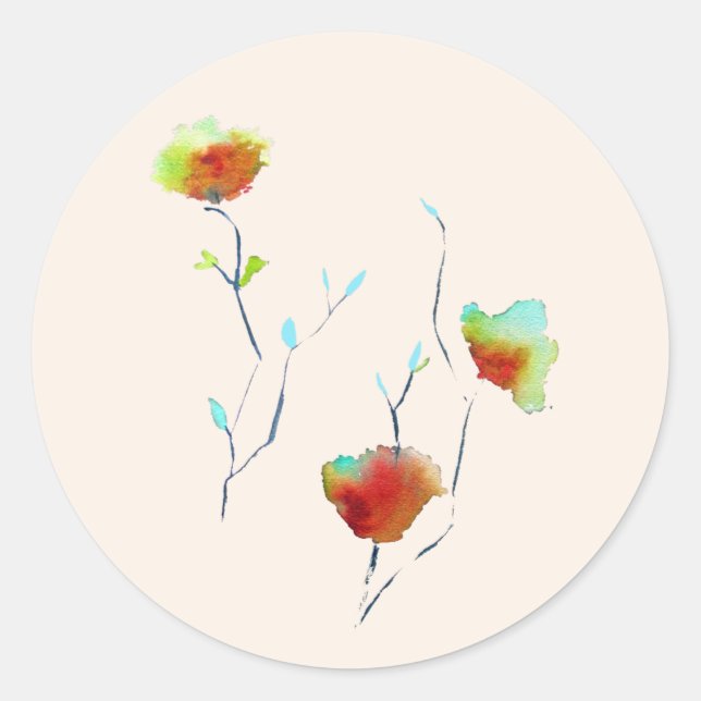 Modernes, einfaches Design abstrakter Blume Runder Aufkleber (Vorderseite)