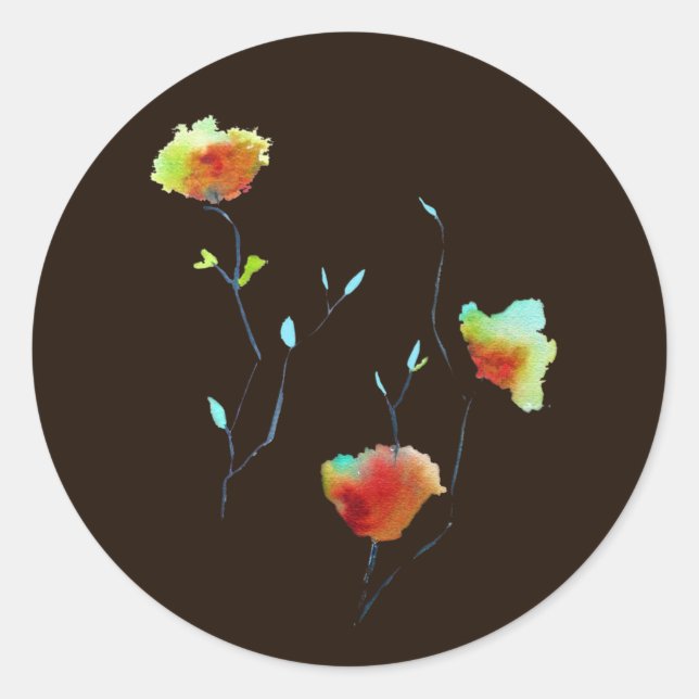 Modernes, einfaches Design abstrakter Blume Runder Aufkleber (Vorderseite)