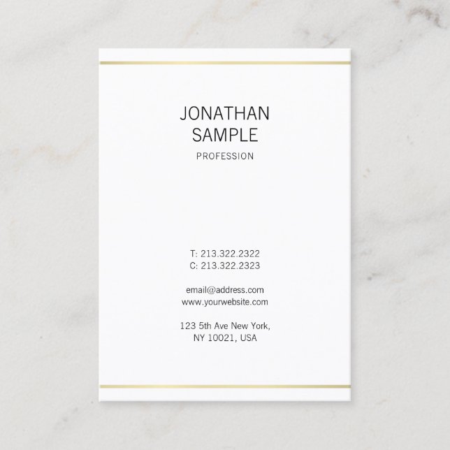 Modernes, einfaches Design Stilvoll Beruflich Gold Visitenkarte (Vorderseite)