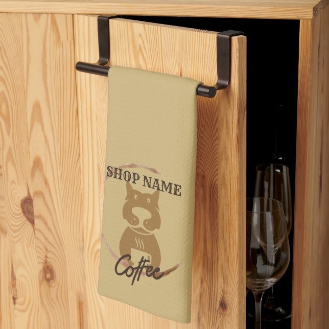 Modernes einfaches DOG Café Café Café Café Geschirrtuch (Drittel gefaltet)