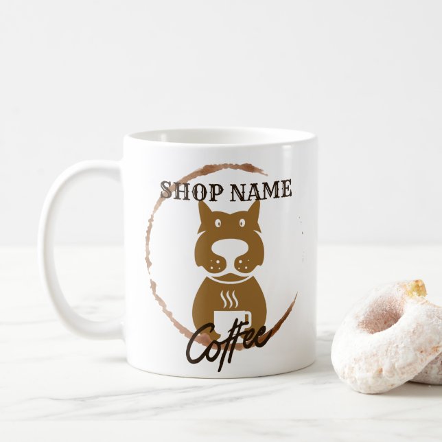 Modernes einfaches DOG Café Café Café Café Kaffeetasse (Mit Donut)