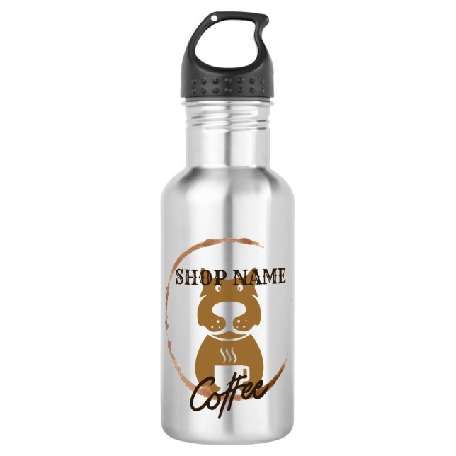 Modernes einfaches Dog Café Coffee Shop Edelstahlflasche (Vorderseite)