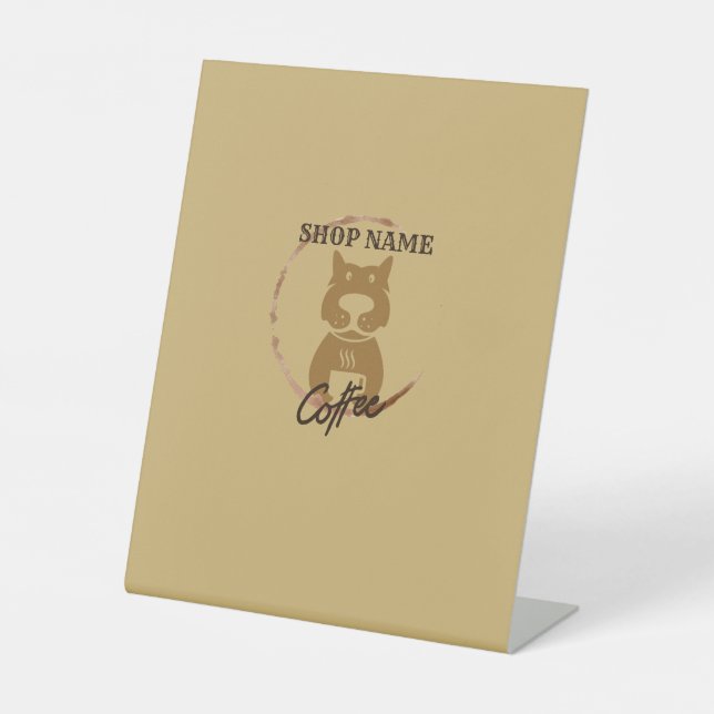Modernes einfaches Dog Café Coffee Shop Sockelschild (Vorderseite)