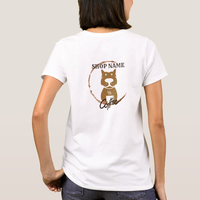 Modernes einfaches Dog Café Coffee Shop T-Shirt (Rückseite)