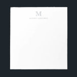 Modernes einfaches, einfaches Pastel Gray Monogram Notizblock<br><div class="desc">Das Design zeichnet sich durch einen personalisierten Monogramm-Initial und Namen in einem einfachen und modernen typografischen Schriftart aus.</div>