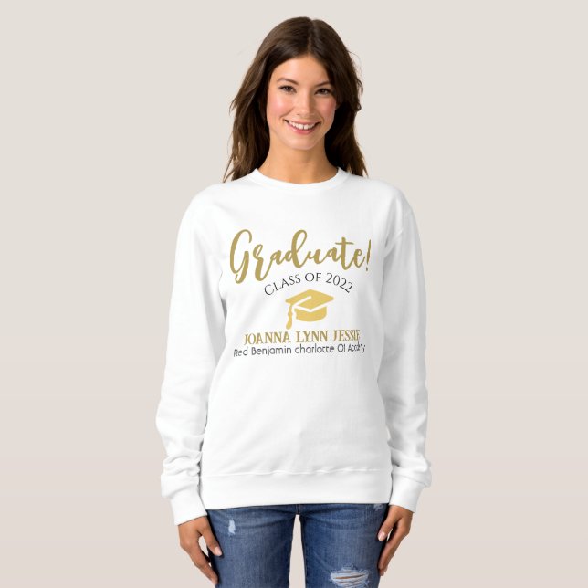 Modernes Einfaches Eleganter Abschluss-Gold-Kap-Sk Sweatshirt (Vorne ganz)