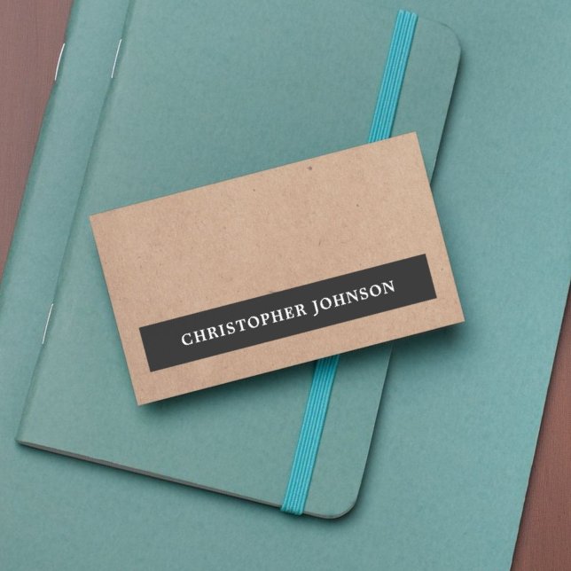 Modernes, einfaches, elegantes Black Stripe Kraft  Visitenkarte (Von Creator hochgeladen)