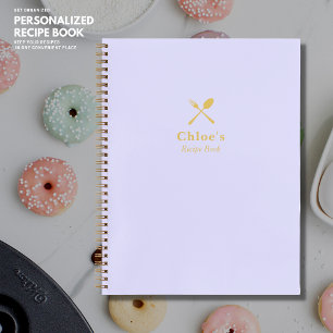 Modernes einfaches elegantes Lilac- und Goldrezept Notizbuch