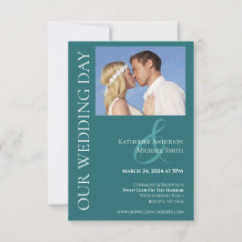 Modernes, einfaches Emerald Green Foto Hochzeit- Einladung