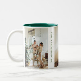 Modernes, einfaches Foto der Familie Neujahr Grün Zweifarbige Tasse