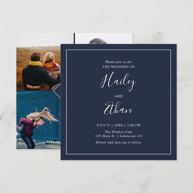 Modernes Einfaches Foto für Handschriften Einladung (Vorne/Hinten)