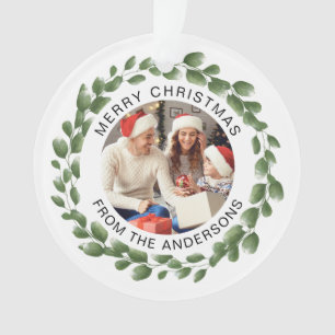 Modernes, einfaches Foto für Weihnachtskranke Ornament