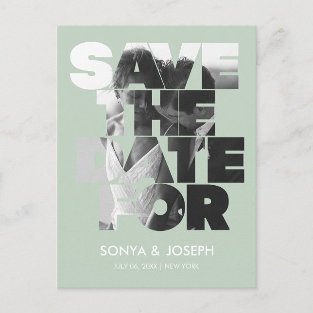 Modernes, einfaches Foto Save the Date Einladung Postkarte (Vorderseite)