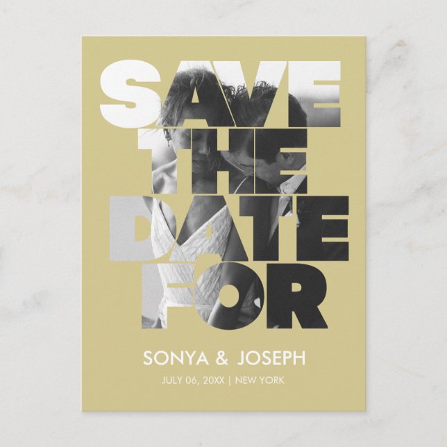 Modernes, einfaches Foto Save the Date Einladung Postkarte (Vorderseite)