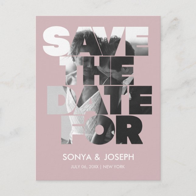 Modernes, einfaches Foto Save the Date Einladung Postkarte (Vorderseite)