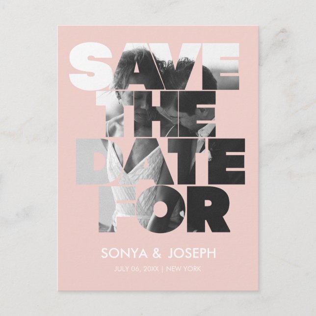 Modernes, einfaches Foto Save the Date Einladung Postkarte (Vorderseite)