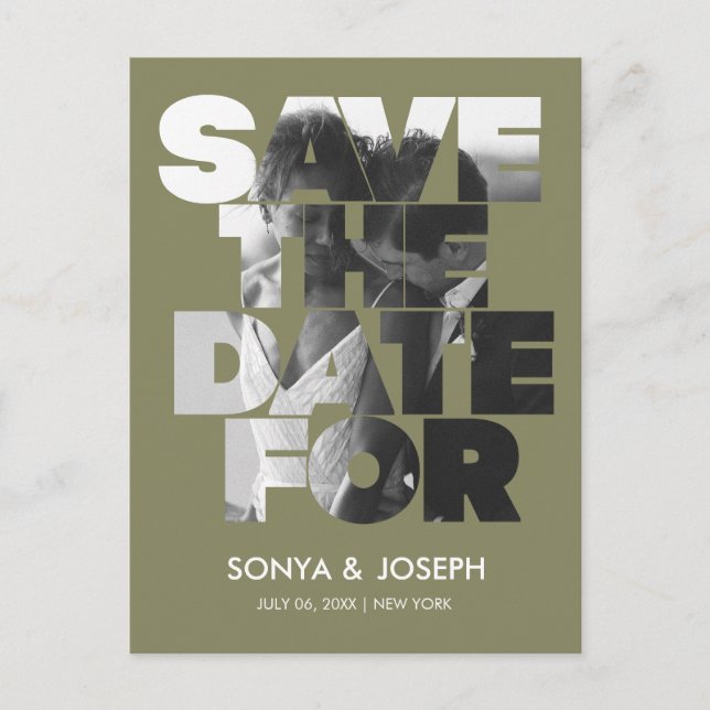 Modernes, einfaches Foto Save the Date Einladung Postkarte (Vorderseite)