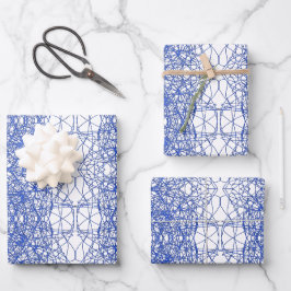 Modernes, einfaches geometrisches Fraktal Geschenkpapier Set