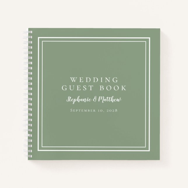 Modernes einfaches Hochzeitbudget Gästebuch Grün Notizbuch (Vorderseite)